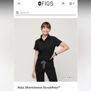 Figs black scrub top- Nala shortsleeve ScrubPolo size large
